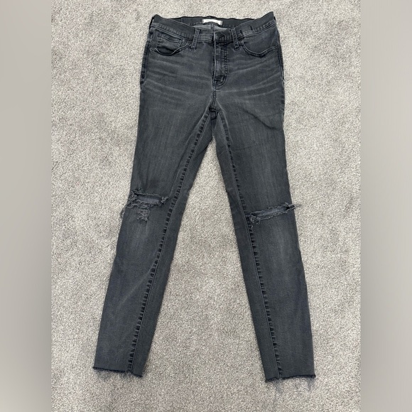 Madewell Distressed 9” Mid-Rise Skinny Jeans - Picture 1 of 11
